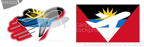 Image of Nation flag - Airplane isolated - Antigua and Barbuda