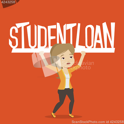 Image of Woman holding sign of student loan.