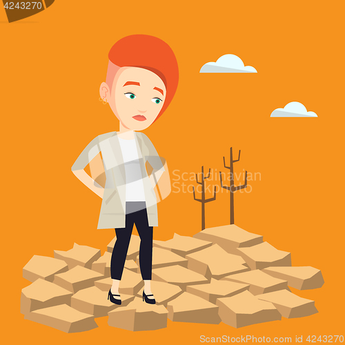 Image of Sad woman in the desert vector illustration.