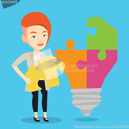 Image of Student with idea lightbulb vector illustration.