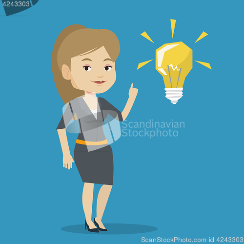 Image of Student pointing at idea bulb vector illustration