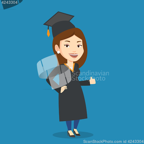 Image of Graduate giving thumb up vector illustration.