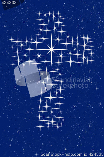 Image of christian cross in stars