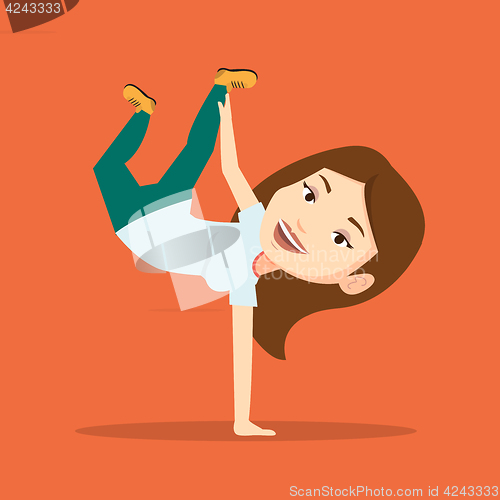 Image of Young woman breakdancing vector illustration.