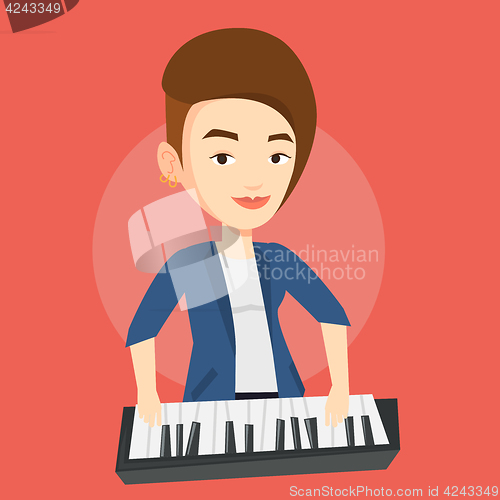 Image of Woman playing piano vector illustration.