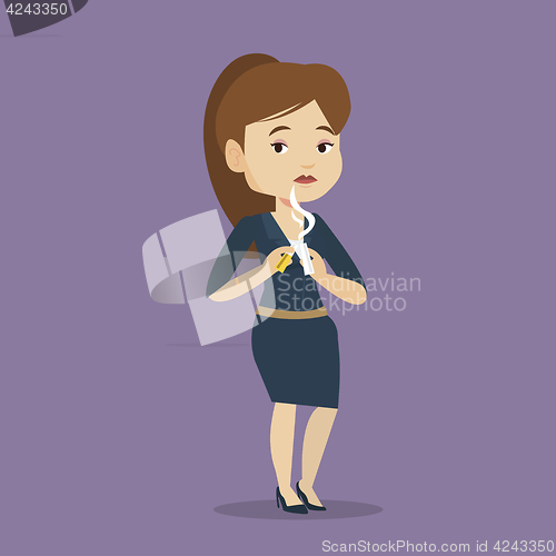 Image of Young woman quitting smoking vector illustration.