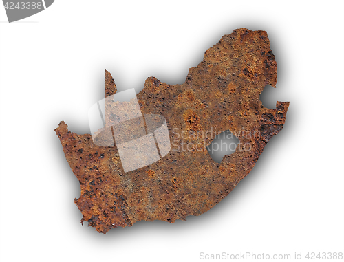 Image of Map of South Africa on rusty metal