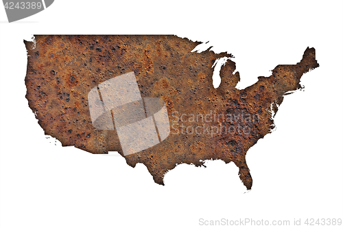 Image of Map of the USA on rusty metal