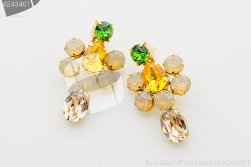 Image of Closeup of crystal earrings