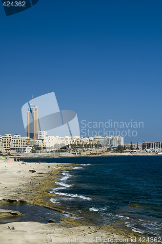 Image of limestone coastline view of st. julians malta