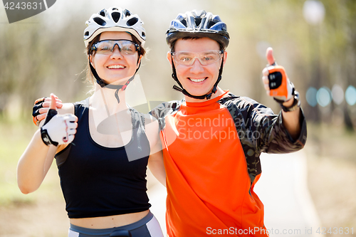 Image of Portrait of sporty woman, man