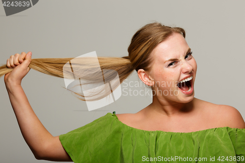 Image of Beautiful model in green dress