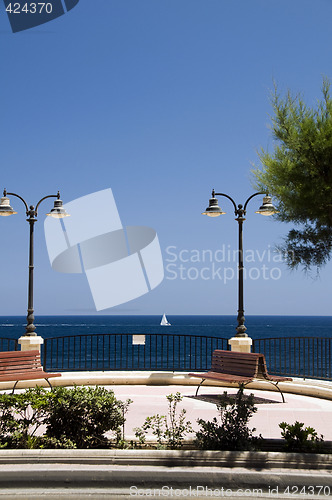 Image of benches on promenade walkway sliema malta waterfront