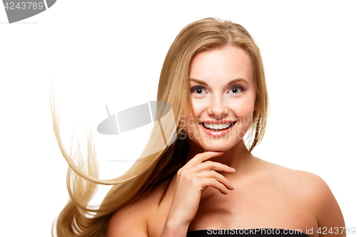 Image of Beautiful girl with developing hair