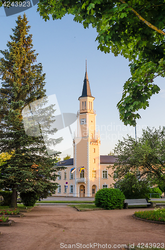 Image of landscape in the park in front of City Hall in Sillamae