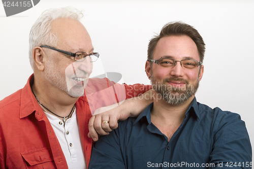 Image of Gay couple looking happy