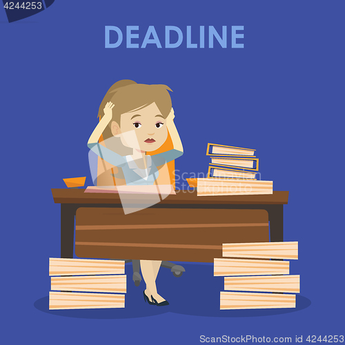 Image of Business woman having problem with deadline.