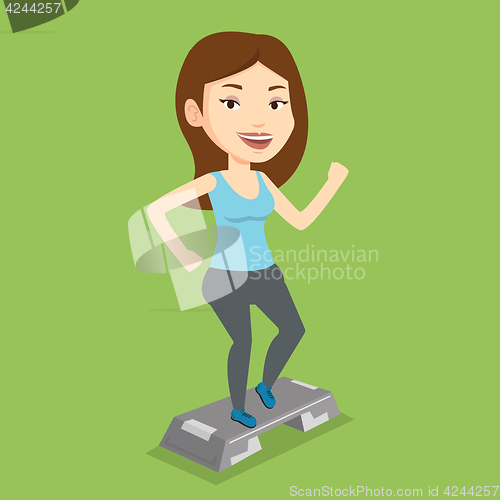 Image of Woman exercising on steeper vector illustration.