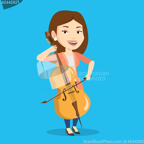 Image of Woman playing cello vector illustration.