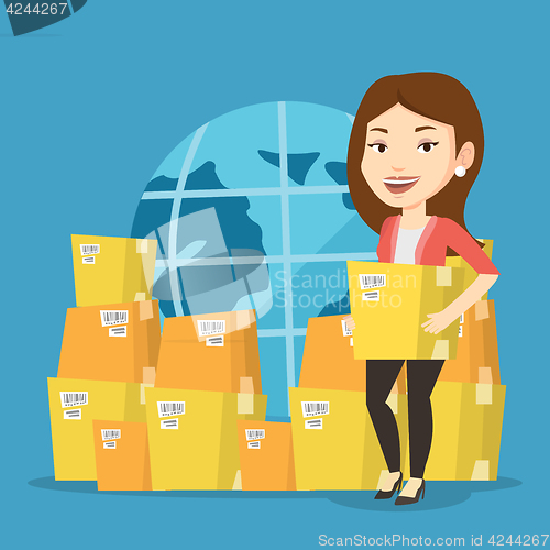 Image of Business worker of international delivery service.