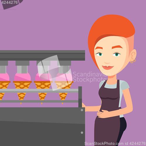 Image of Worker of factory producing ice-cream.