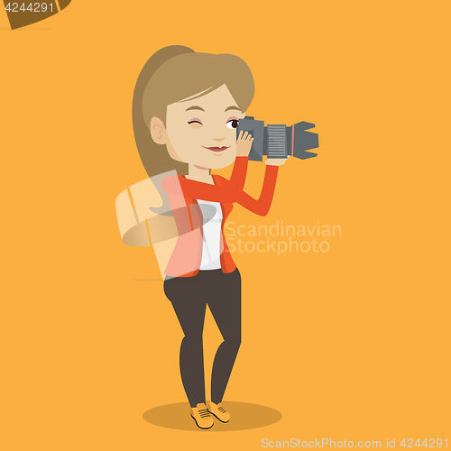 Image of Photographer taking photo vector illustration.