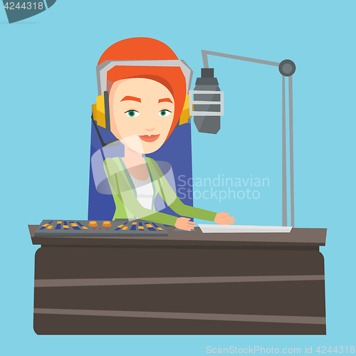 Image of Female dj working on the radio vector illustration