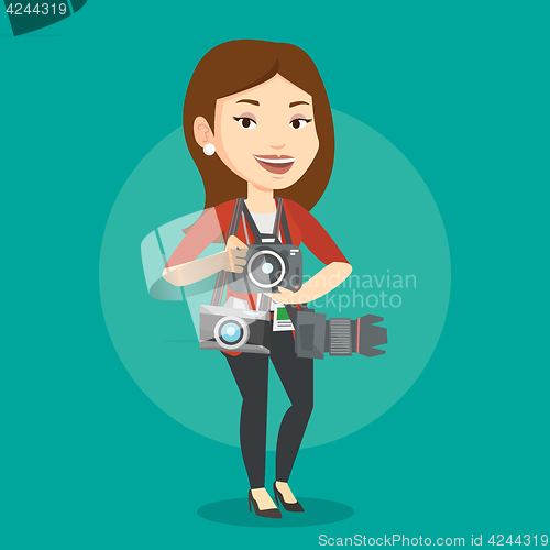 Image of Photographer taking photo vector illustration.