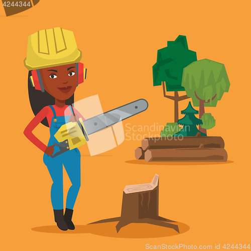 Image of Lumberjack with chainsaw vector illustration.