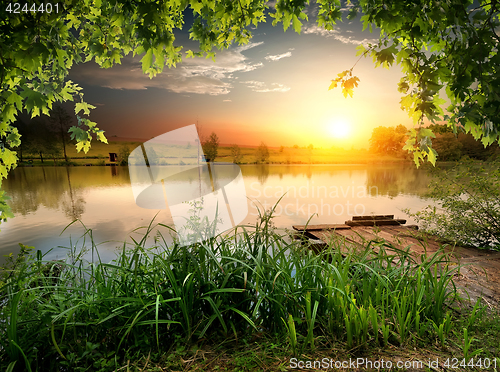 Image of Fishing lake in evening