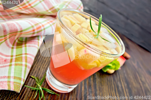 Image of Lemonade with rhubarb and rosemary on wooden board