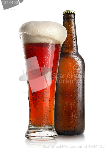 Image of Red beer and bottle