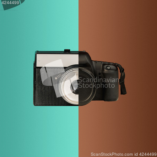 Image of The collage from new and old cameras