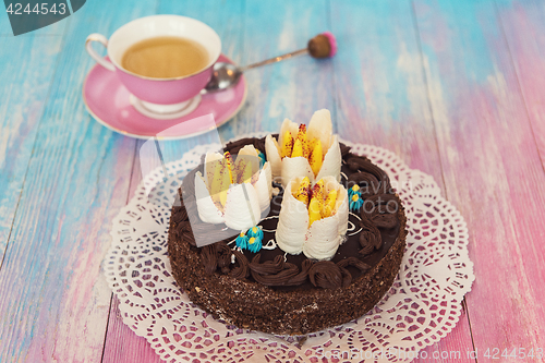 Image of Cake on color background