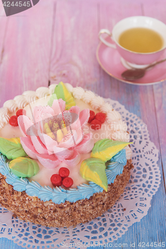 Image of cakes on color background