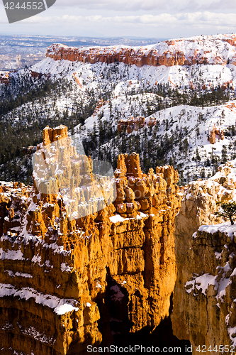 Image of Fresh Snow Blankets Bryce Canyon Rock Formations Utah USA