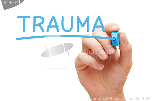 Image of Trauma Handwritten With Blue Marker