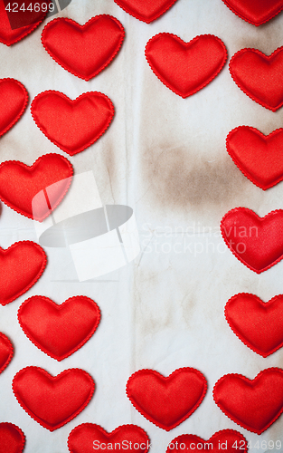 Image of Valentine\'s Day. old paper with red hearts