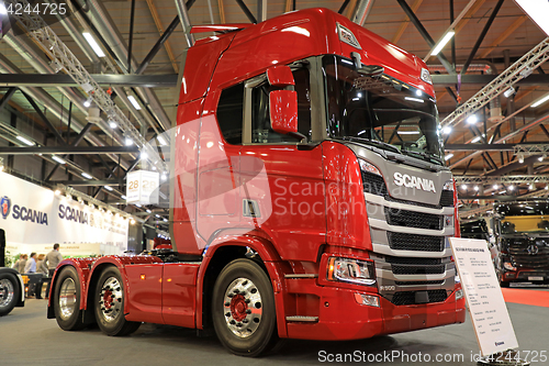 Image of Red Next Generation Scania R500 Truck on Kuljetus 2017