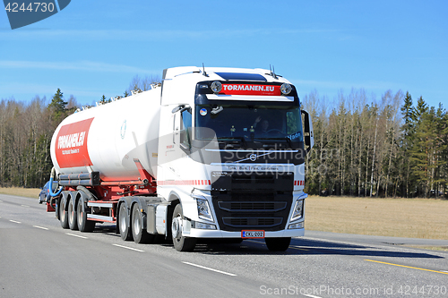 Image of Volvo FH Semi Tank Truck on the Road at Spring
