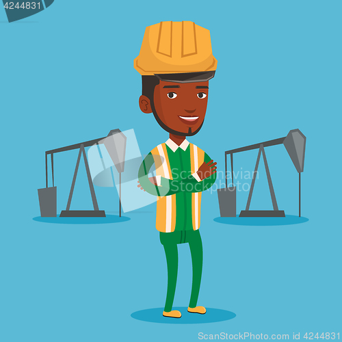 Image of Cnfident oil worker vector illustration.