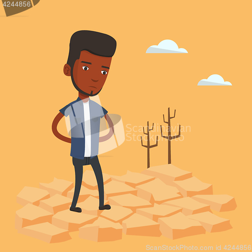 Image of Sad man in the desert vector illustration.