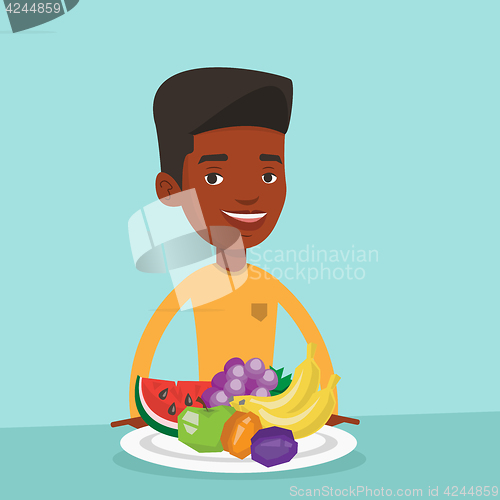 Image of Man with fresh fruits vector illustration.