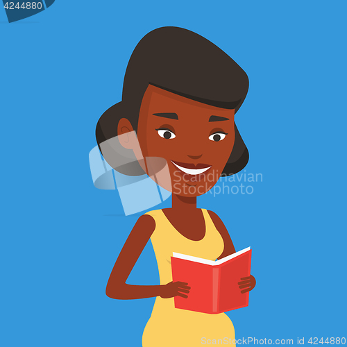 Image of Student reading book vector illustration.