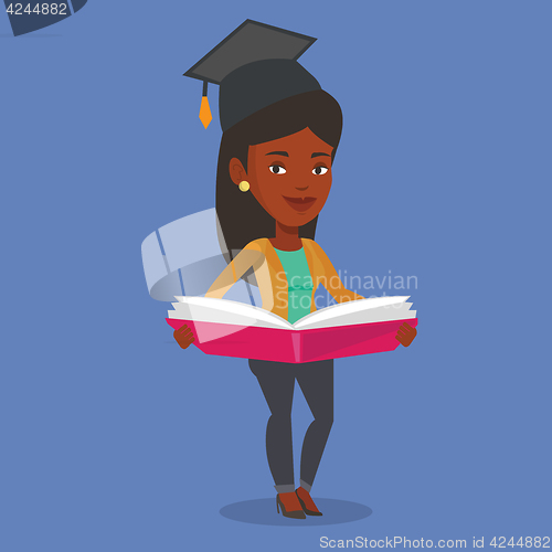 Image of Graduate with book in hands vector illustration.