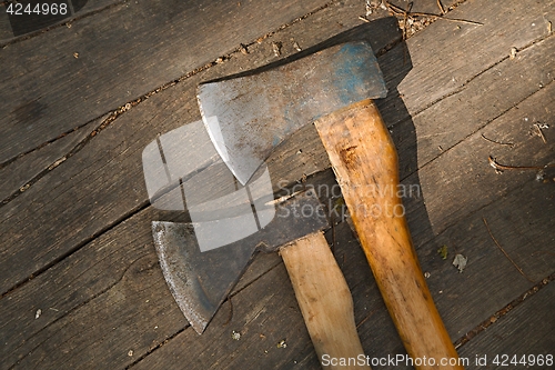 Image of Two Axes on the ground