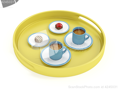 Image of Plastic tray with coffee and chocolate candies