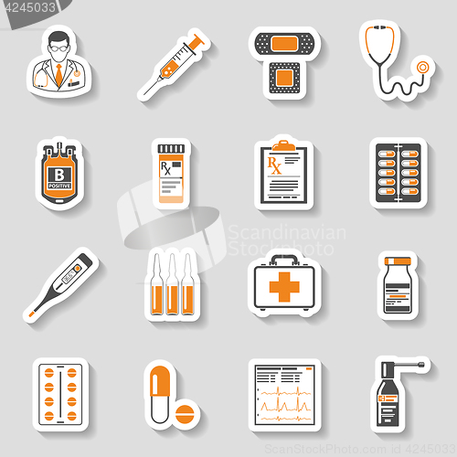 Image of Medical sticker icons set