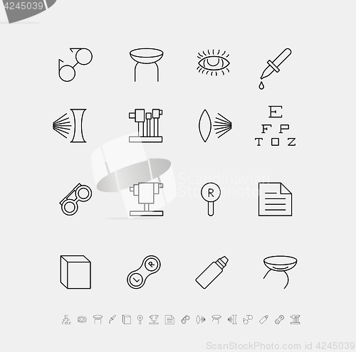 Image of Vector set of medical icons for ophthalmology.