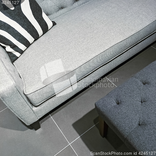 Image of Detail of a living room in gray tones